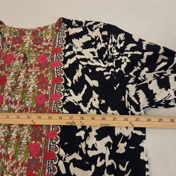 CHOICES Boho Artsy Abstract Cotton Embroidered Open Front Cardigan Women's SZ XL - Picture 12 of 14